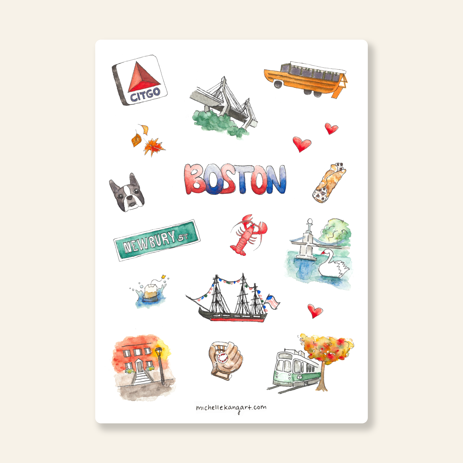 Boston sticker sheet